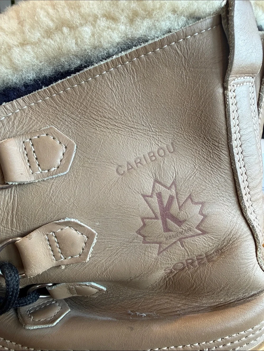 Sorel Caribou Shearling-Trim Leather Boot in Light Brown